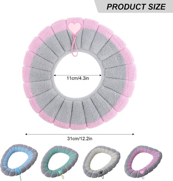 Thickened Soft Toilet Seat Cover with Handle, Stretchable Washable, Fits Oval, 4 Pieces