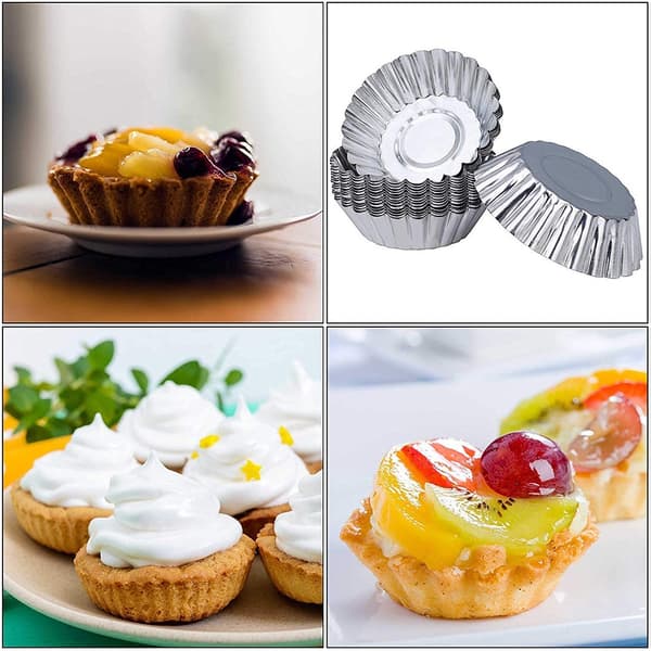 Fluted aluminium terteform, 50-pakning, fortykket, for eggeterter, pudding, gelékake