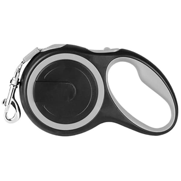 Uttrekkbart kjæledyrbånd, sklisikkert håndtak, anti-floke, 5 meter, ABS/Nylon-materiale, grå