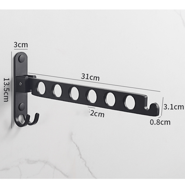Wall Mounted Drying Rack (Black), Foldable Clothes Rack Wall Hanger, Foldable