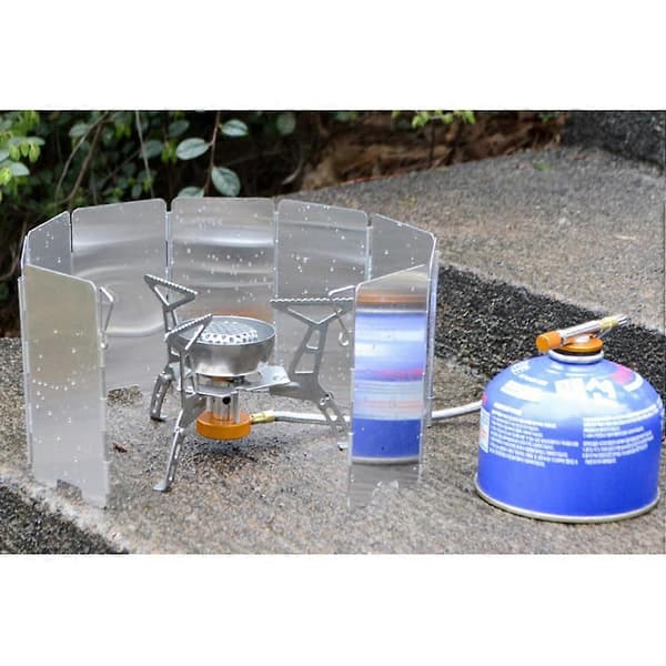 9 plattor vindruta grill vikbar spis vindruta vindskydd för camping picknick (silver)