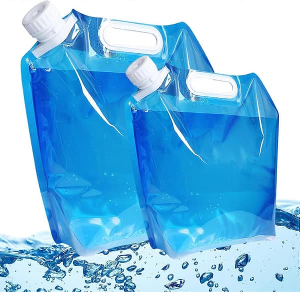 2-pak 10L+5L sammenklappelig drikkevandsbeholder til camping, vandring, picnic, grill (blå)