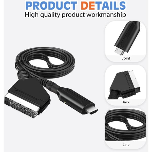 SCART til HDMI-kabel - SCART til HDMI-adapter - Alt-i-ett SCART til HDMI 1080p/720p lydvideokonverterer