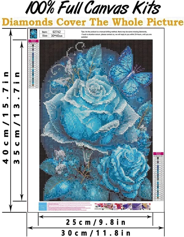 12x16 tommer Sommerfugl Rose Diamantmalingssæt til Voksne, Gør-det-selv 5