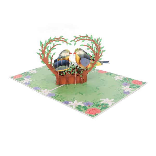 Lovebirds 3D Greeting Card Handmade Reusable Foldable Exquisite Valentine's Day Greeting Card for Festivals