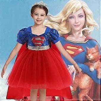 Superman Kjole Cosplay Kostume Udklædningskjole til Piger Kvinder (100cm)