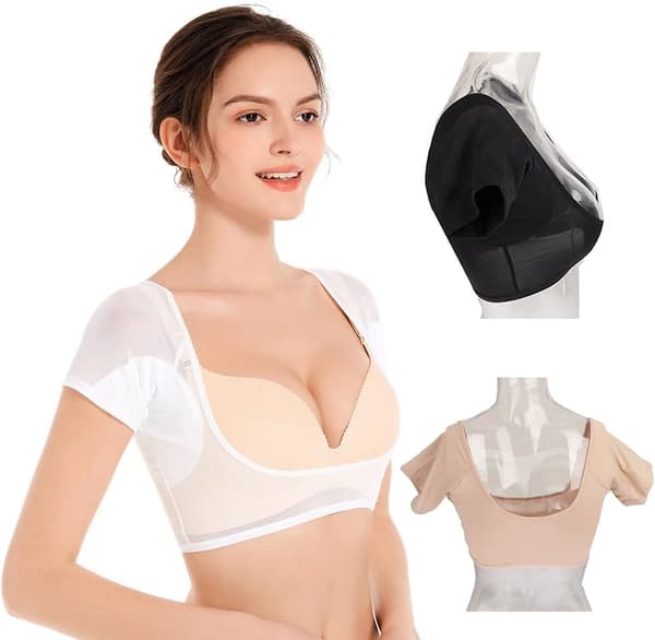 ##/M, Vita Svedbeskyttelse til Armhuler T-Shirt Form Svedbeskyttelse##/
