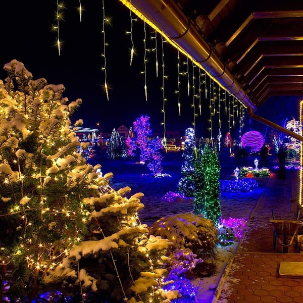 Jouluvalot, LED-valosarja, 8 tilaa jääpuikkovalot (5M Lämmin valo)