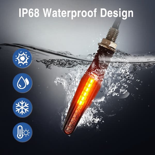 4pcs LED Motorcycle Turn Signals, Dynamic, Universal, Bendable, IP68 - with Built-in Relay