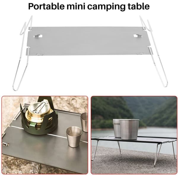 Udendørs foldbart campingbord i aluminiumslegering, bærbart minibord, grillbord, supercampingbord, sølv