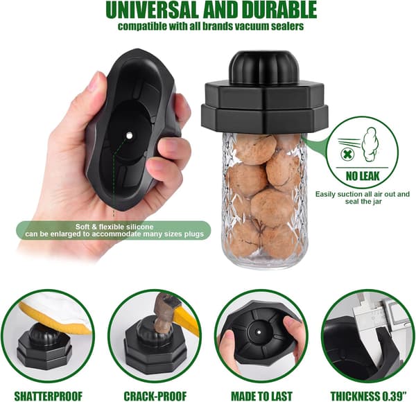 Universal Regular og Wide Mouth Mason Jar Sealer, Kompatibel med