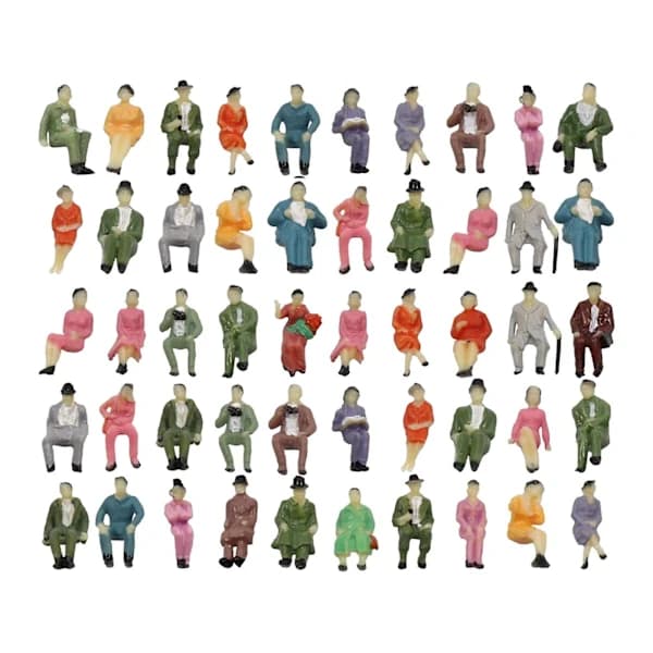 50 Pieces 1:87 Scale Painted Figures People Figurines for Model Train Sand Table
