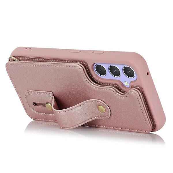 Case for Samsung Galaxy S25+ with Stand, Card Slots, Leather-Covered TPU Case with Shoulder Strap