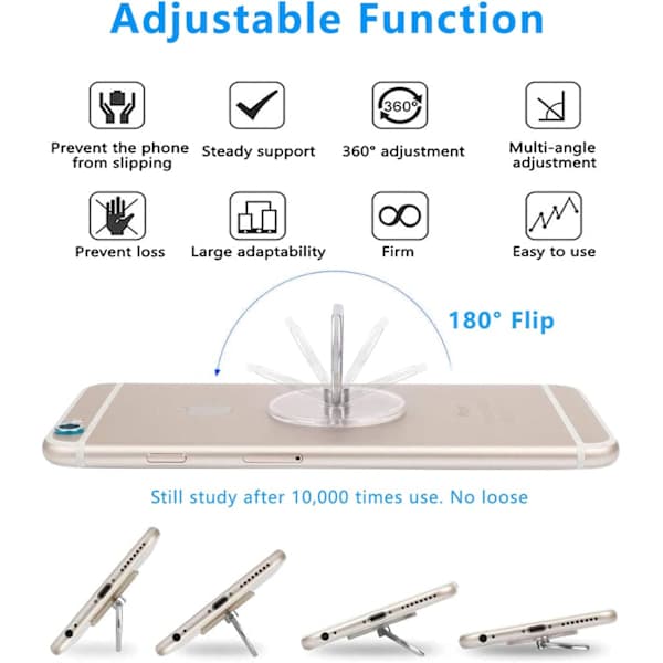 Transparent Phone Ring Holder, Universal Grip Stand for All Smartphones [JUN]