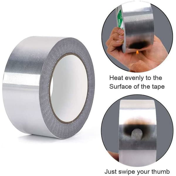 Högtemperaturbeständig aluminiumfolietejp för kanaler VVS-reparation silver 2 rullar
