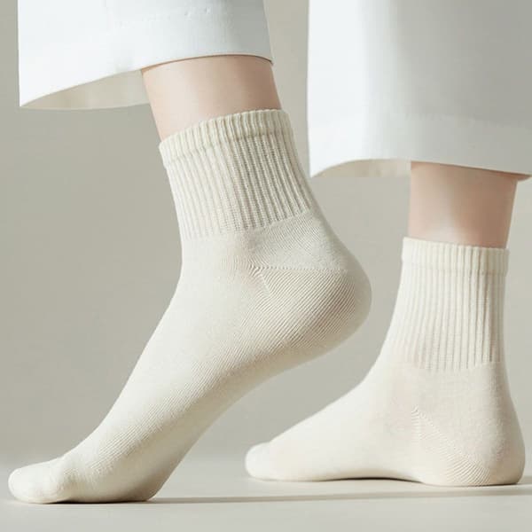 Bomullsstrømper for jenter, enkle sportstrømper, vårstrømper, melkehvite KLB