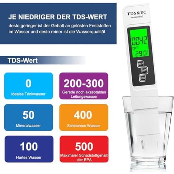 4-i-1 pH TDS EC Temperaturmåler til Akvarium Pool Drikkevand