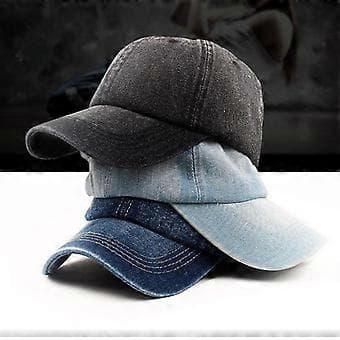 Unisex Vintage Washed Denim Baseball Cap Blank Casquette Adjustable Snapback Blue (Blue)