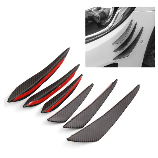 6 stk. Frontkofanger Diffusor Finner Kulfiberstil Side Canards Læbe Dekoration Karosseri Spoiler Universal Pasform