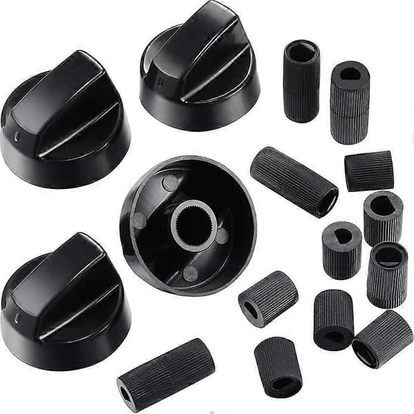 DB Generic Design Stove/Oven Control Knob Pack Universal Control Knobs with 12 Adapters (Black)