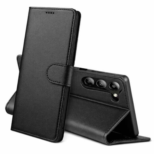 Samsung Galaxy S26 Wallet Case with Magnetic Closure and Card Slots [JUN] Black Svart