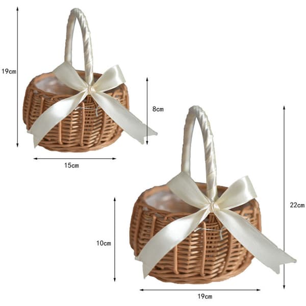 Woven Rattan Baskets, with Handles and Wedding Baskets for Girls, for Home Decor (S)