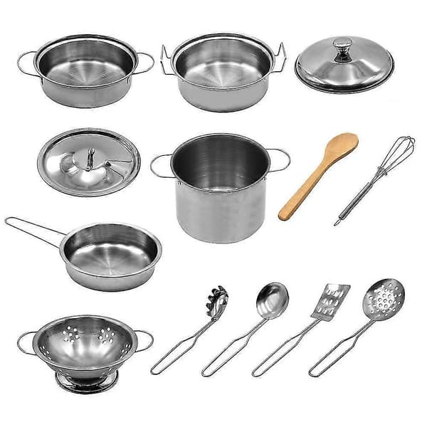 Kids Cooking and Baking Set 18 Pieces with Chef Hat Apron Oven Mitt Pot Soup Pot Spoon Spatula Kitchen U