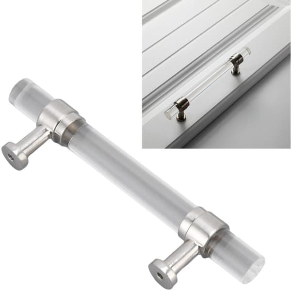 Acrylic Crystal Drawer Pull Cabinet Kitchen Bathroom Door Handle Hole Pitch 96mm