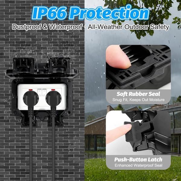 Weatherproof Outdoor Socket - NETBOAT - Double - IP66 - 220-250V - 16A
