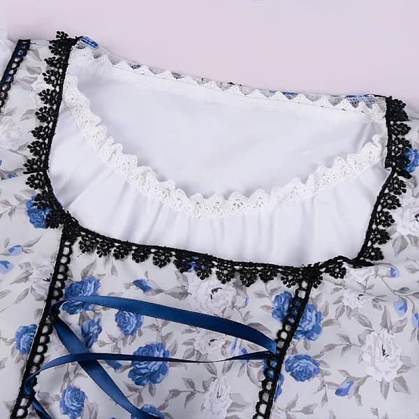 Oktoberfest Kostym Party Kläder Cosplay Maid Kläder V-ringad Klänning Blå blå blå L