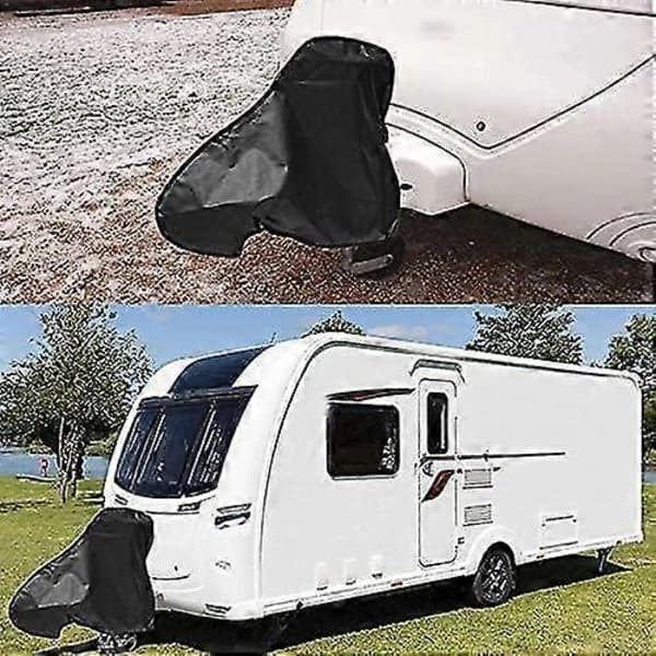 Trækstangsovertræk til campingvogn, universelt vandtæt PVC-overtræk til trækkrog og koblingslås til campingvogn, støttehjul