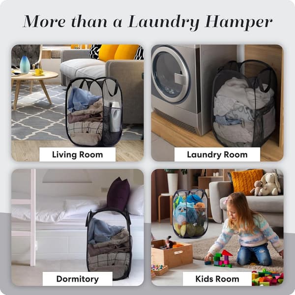 Foldable Laundry Basket - 60 x 30cm - Laundry Baskets - Mesh - Breathable - Durable - Laundry Sorter