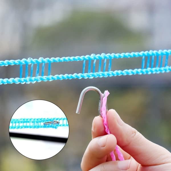 Klesnor, nylon, bærbar reiseklesnor, campingklesnor, deler, rosa, blå