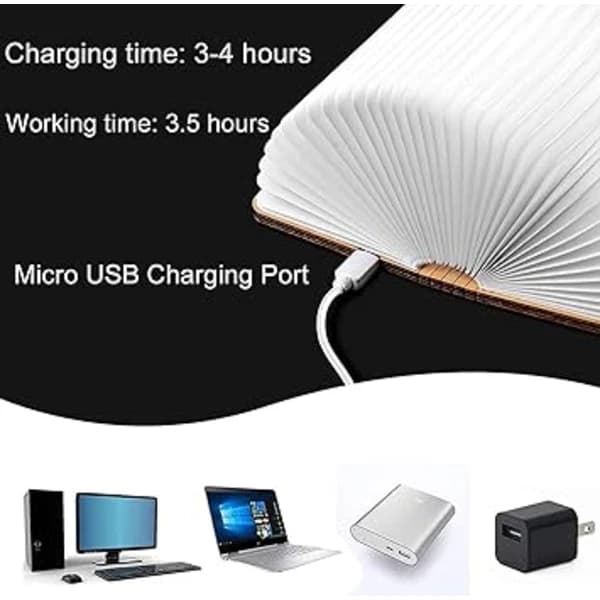 360° Foldable Magnetic Book Lamp USB Rechargeable Decoration 10 cm[CO]