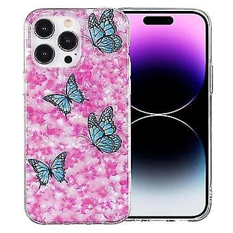 iPhone 15 Pro IMD-deksel med mønster i TPU (fargerik sommerfugl)