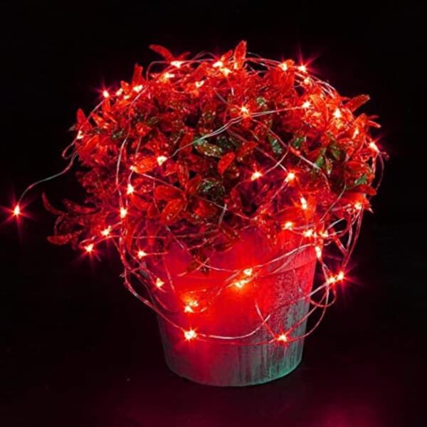 6-pakning 1m Mini LED Lyslenke Batteridrevet Rød red