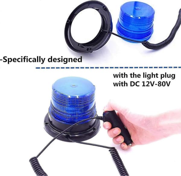 Magnetic LED Warning Light, Magnetic Vehicle Warning Light with 12v/24v Cigarette Lighter Socket (Blue)