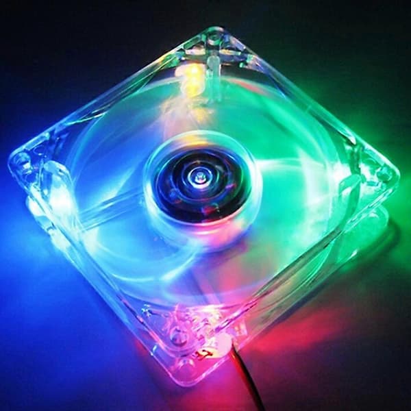 8025 Clear 8cm Chassis Cooling Fan with LED Lights for PC Computer Case