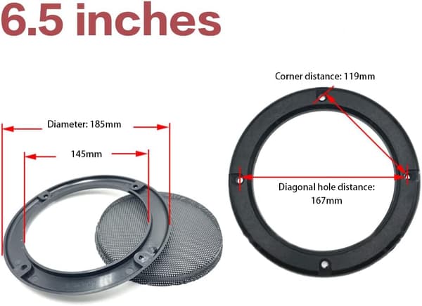 Høyttalergrilldeksel Dekorativ Sirkel for Bil Stereo Høyttaler, Svart (4 Tommer) 4 Tommer 4 Tommer 4 Inch
