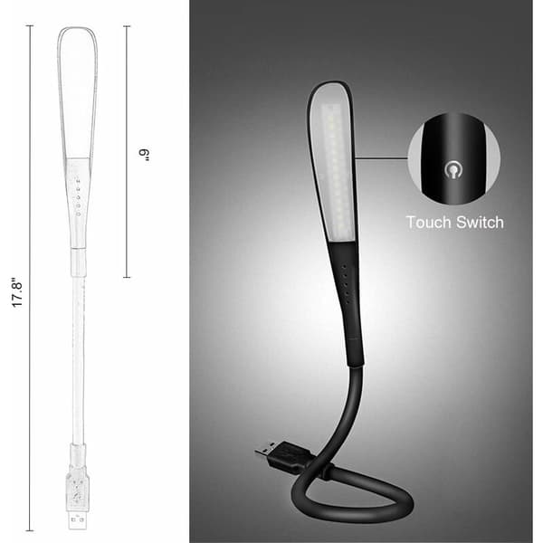 Dæmpbar USB-lampe læselampe med 3 lysstyrker og touch-kontakt til bærbar/PC [Energiklasse A+]