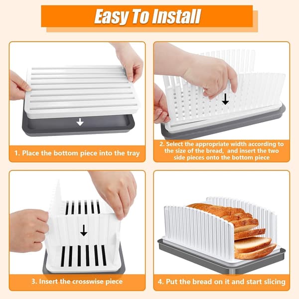 Bread Slicer Adjustable Foldable Toast Slicer Handheld Bread Cutter with Crumb Tray for Homemade Bread Kitchen Baking Tool