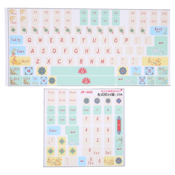 Cute Cartoon Clear Pattern PVC Keyboard Sticker for Mechanical Keyboard - 2pcs