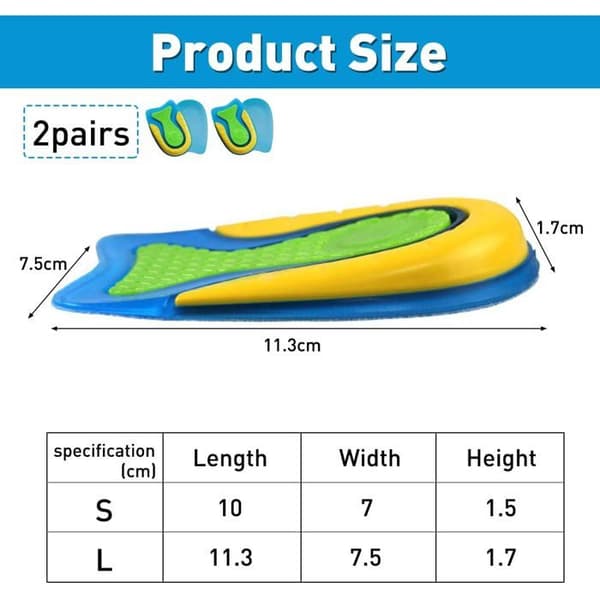 5-pack Silicone Orthotic Heel Inserts, Size L, for Plantar Fasciitis and Achilles Tendon Pain