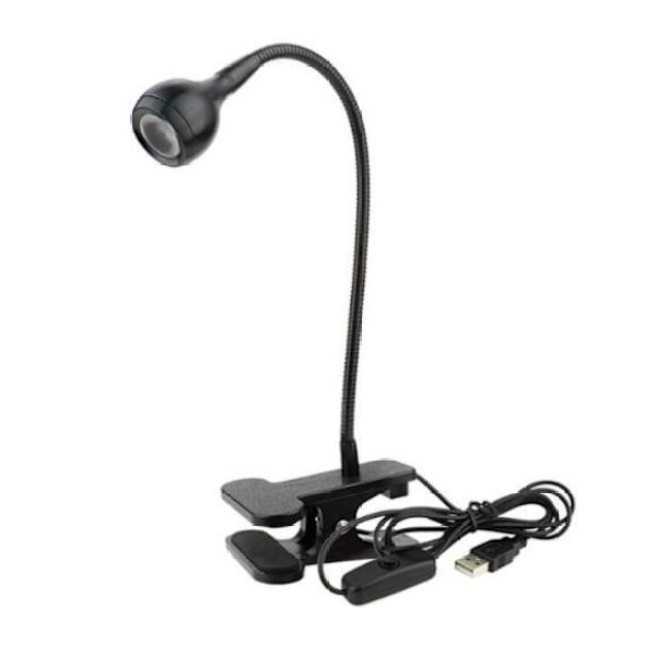 USB-drevet læselampe med klemme, 3W, sort sort black