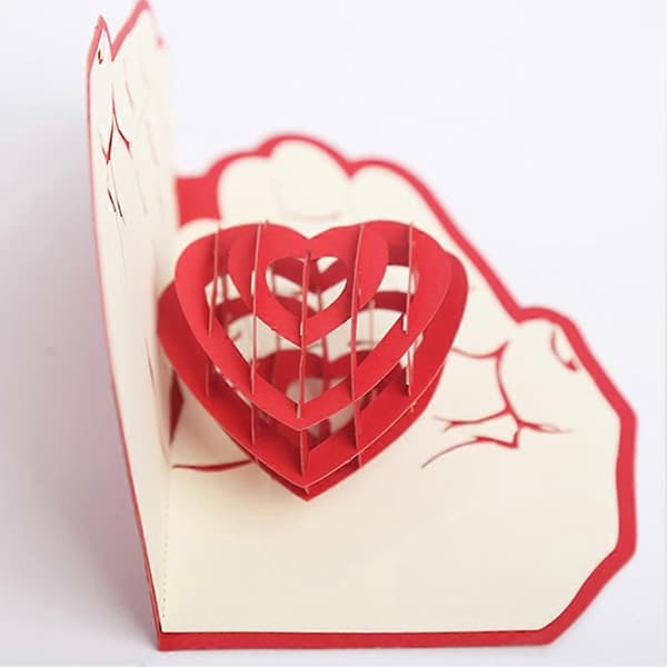 3D Pop Up Grattiskort Hjärta i Handen Årsdag Födelsedag Bröllop Hantverkspresent