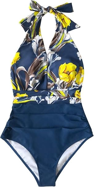 Dame One-Piece Halter Mavekontrol Strand Badedragt