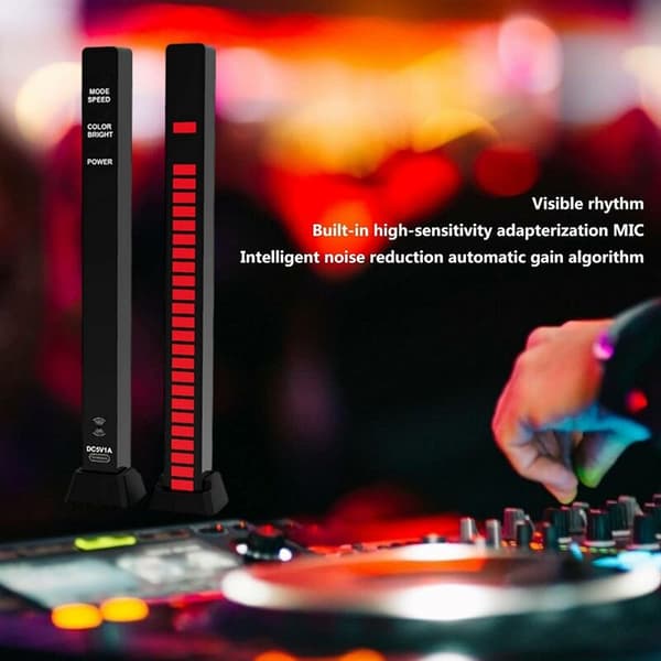 Bluetooth LED-strip, LED-rytmelys Lydmusik Atmosfære Rytmelys 32-bit Musikniveauindikatorlys LED-spillerørlys til bil/studie - Sort