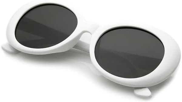 Oval Round Retro Oval Sunglasses Tinted or Smoke Lenses Clout Goggles White