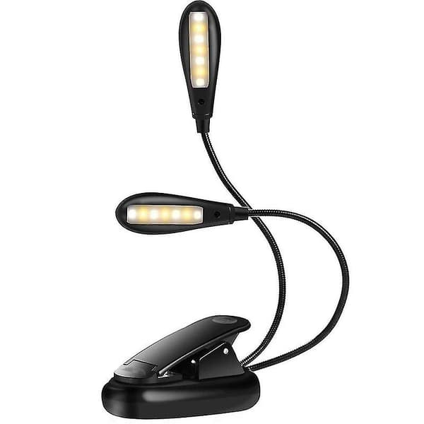 14 LED Genopladelig Læselampe, Clip-on Læselampe, Noderlampe, 3 Lysstyrker [DB]