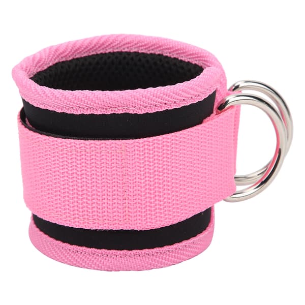Exercise Foot Straps for Cable Machine Double D-Ring Adjustable Neoprene Ankle Straps (Pink)